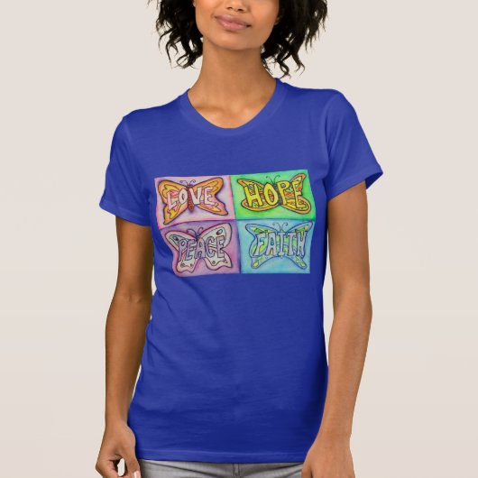 Butterfly Wings Inspirational Word Art Tees Shirts (Vorderseite)