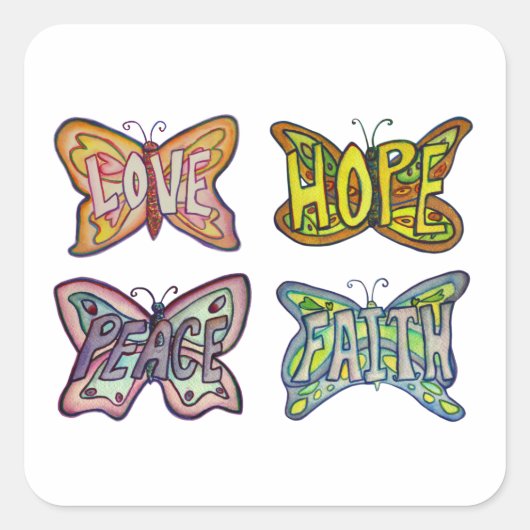 Butterfly Wings Word Art Custom Decal Stickers (Vorderseite)