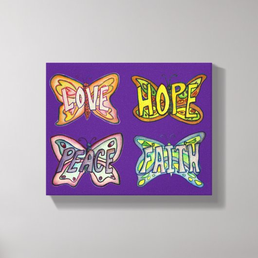 Butterfly Wings Word Art Wrapped Canvas Malerei Leinwanddruck (Vorderseite)