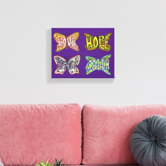 Butterfly Wings Word Art Wrapped Canvas Malerei Leinwanddruck (Insitu (Wohnzimmer))