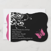 Butterfly Wirbel Cranberry Pink Geburtstagsparty Einladung (Rückseite)