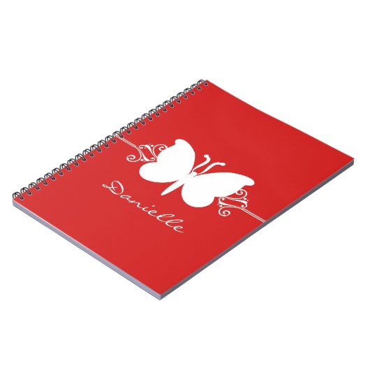 Butterfly-Wirbel-Notebook, rot Notizblock (Linke Seite)