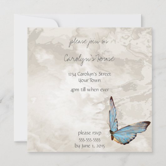 BÜTTERFLY WISHING GUT WEDING EINLADUNG (Rückseite)