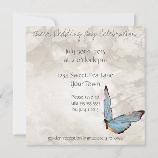 BÜTTERFLY WISHING GUT WEDING EINLADUNG (Rückseite)