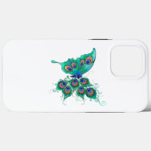 Butterfly with Green Peacock Feathers Case-Mate iPhone Hülle (Rückseite (Horizontal))