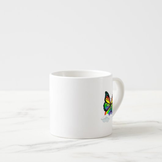 Butterfly with Rainbow Espressotasse (Vorderseite Rechts)