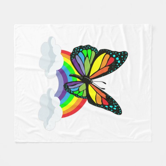 Butterfly with Rainbow Fleecedecke (Vorderseite (Horizontal))
