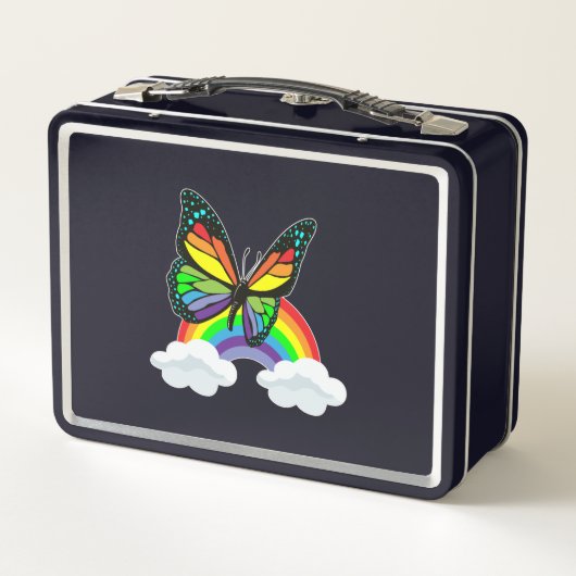 Butterfly with Rainbow Metall Brotdose (Rückseite)