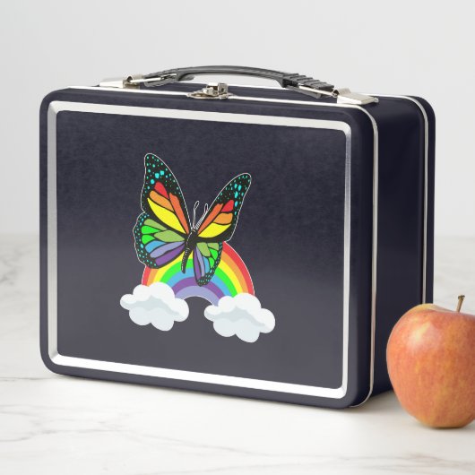Butterfly with Rainbow Metall Brotdose (Beispiel)