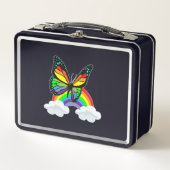 Butterfly with Rainbow Metall Brotdose (Vorderseite)