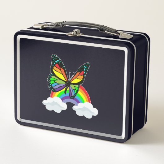 Butterfly with Rainbow Metall Brotdose (Vorderseite)