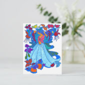 Butterfly Woman Floral Design Postkarte (Stehend Vorderseite)
