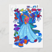 Butterfly Woman Floral Design Postkarte (Vorne/Hinten)