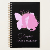 Butterfly Woman Makeup Salon Pink Black Script Planer (Vorderseite)