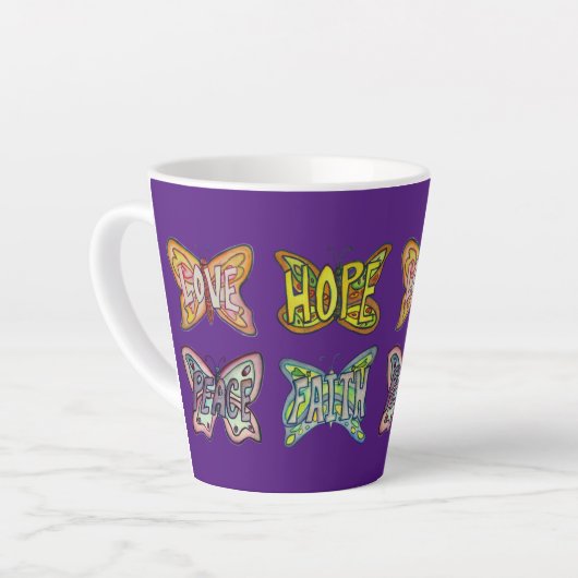 Butterfly Word Art Custom Coffee Latte Cup Tasse (Linke Ecke)