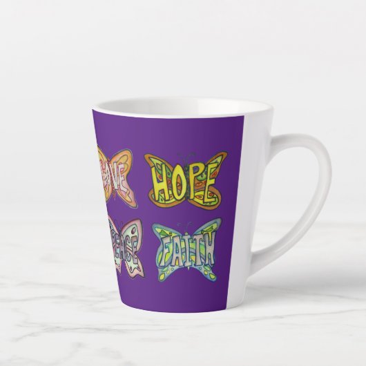 Butterfly Word Art Custom Coffee Latte Cup Tasse (Rechts)