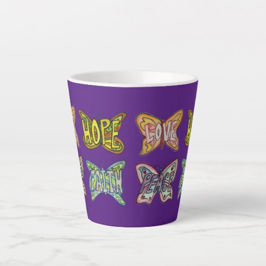 Butterfly Word Art Custom Coffee Latte Cup Tasse (Vorderseite)