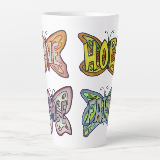 Butterfly Word Art Custom Latte Tasse Cup (Vorderseite)