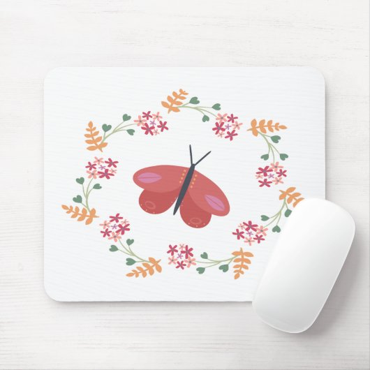 Butterfly Wreath Mouse Pad Mousepad (Mit Mouse)