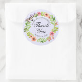 Butterfly Wreath Wedding Danke, Lavender Runder Aufkleber (Tasche)