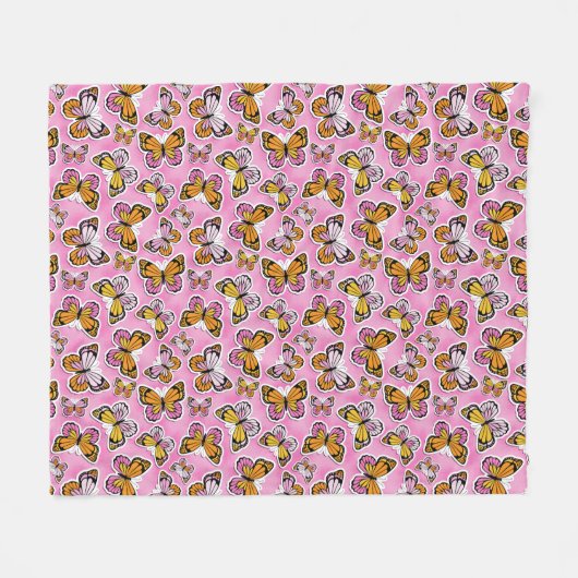 Butterfly Y2K vibe orange Fleecedecke (Vorderseite (Horizontal))