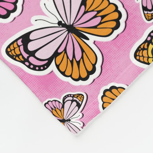 Butterfly Y2K vibe orange Fleecedecke (Ecke)