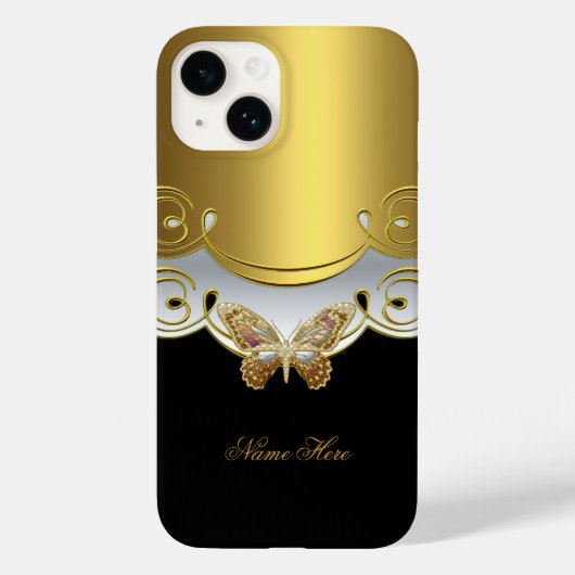 Butterfly Yellow Black Case-Mate iPhone Hülle (Rückseite)