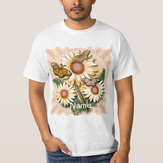 Butterfly Yellow Daisies T-Shirt (Vorderseite)