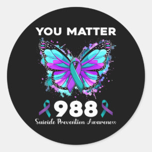 Butterfly You Problem 988 Suizidprävention Aware Runder Aufkleber