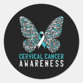 Butterfly Zervikaler Krebs Aufklärungsmonat Weiße  Runder Aufkleber (Vorderseite)