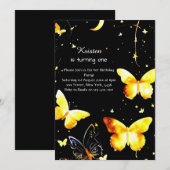 Butterfly zum Geburtstag Einladung (Vorne/Hinten)
