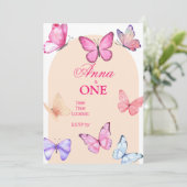 Butterfly zum Geburtstag Einladung (Stehend Vorderseite)