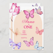 Butterfly zum Geburtstag Einladung (Vorne/Hinten)