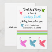 Butterfly zum Geburtstag Einladung (Vorne/Hinten)