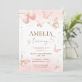 Butterfly zum Geburtstag Einladung (Stehend Vorderseite)