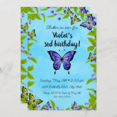 Butterfly zum Geburtstag Einladung (Vorne/Hinten)