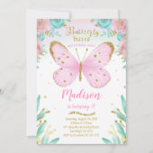 Butterfly zum Geburtstag Einladung (Vorderseite)