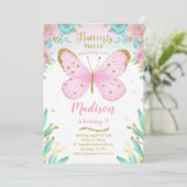 Butterfly zum Geburtstag Einladung (Stehend Vorderseite)