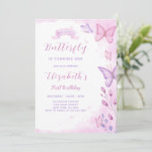 Butterfly zum Geburtstag Einladung (Stehend Vorderseite)