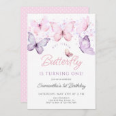 Butterfly zum Geburtstag Einladung, erster Geburts Einladung (Vorne/Hinten)