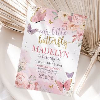 Butterfly zum Geburtstag Einladung für Mädchen