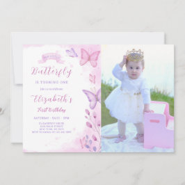 Butterfly zum Geburtstag Einladung mit Foto