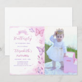 Butterfly zum Geburtstag Einladung mit Foto (Vorne/Hinten)