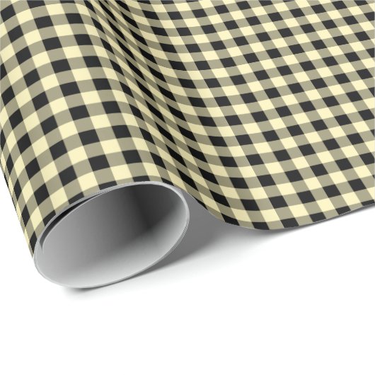 Buttergelb | Black Gingham Wrapping Paper Geschenkpapier (Rolleneckpunkt)