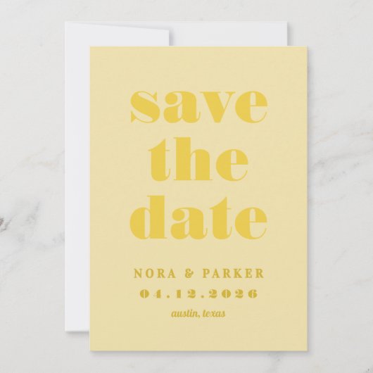 Buttergelb Einfache moderne Hochzeit Save The Date (Vorderseite)