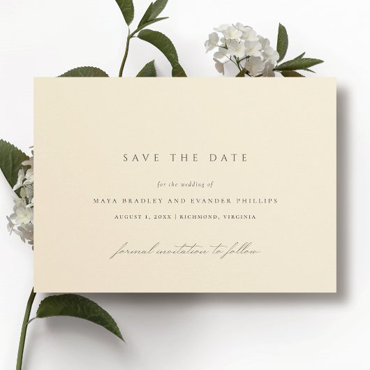Buttergelb | Elegante Minimalistische Hochzeit Save The Date