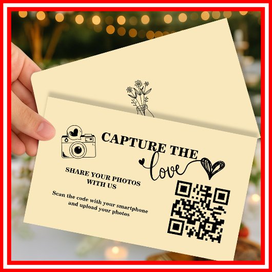 Buttergelb erfassen die Liebe QR Code Hochzeit Begleitkarte