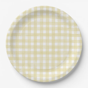 Buttergelb Klassischer Gingham Pappteller