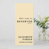 Buttergelb reservierte Sitzplatzmarke Einladung (Stehend Vorderseite)