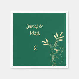 Buttergelb & Rote Australische Tiere Geburtstag  Serviette